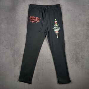 Ed Hardy‎ Sweatpants Men 35 Black Panther Dagger Tattoo Graphic Y2K Streetwear